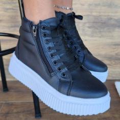 Imagem de Tenis Feminino Preta com Solado tratorado Plataforma - Fierre, Preto, 