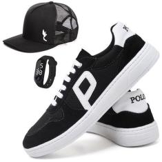 Imagem de Combo Tênis Masculino Casual Juvenil Adulto Sintético Com Relógio Digi