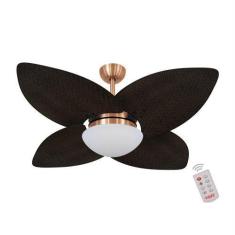 Imagem de Ventilador De Teto Kovalski Cobre 4 Pás Palmae Tabaco 220V Com Control
