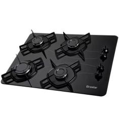 Imagem de Cooktop 4 Bocas A Gás Braslar Pop Com Mesa De Vidro Preto Bivolt, Bivo