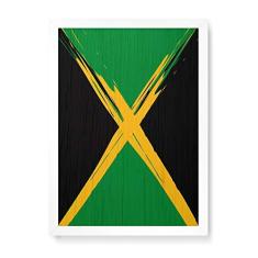 Imagem de Arte Maníacos Quadro Decorativo em Madeira Bandeira Jamaica - 23x16,25cm (Moldura caixa em laca )