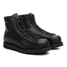 Imagem de Coturno Black Boots Couro Liso Cadarço Cano Médio Casual  35
