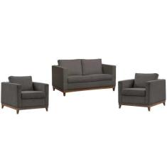 Imagem de Kit Conjunto Sofá Namoradeira 2 Lugares e Poltrona Living Decorativa S
