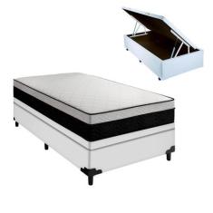 Imagem de Cama Box Arezzo Black White Baú Solteiro Molas Ensacadas - Portobel