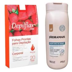 Imagem de Kit 2 Folhas Depilação Depilflax Morango 40 Unid.+ Locão Perfume De Be
