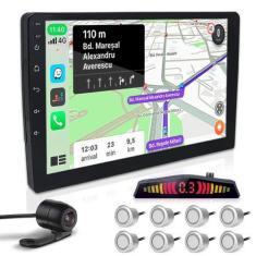 Imagem de Kit Multimídia 9 Polegadas + Câmera Ré + Sensor 8 Pontos Prata Peugeot