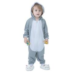 Imagem de Pijama Infantil Macacão Kigurumi Fantasia Coelho - anjo da mamãe, Cinz