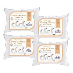 Imagem de Kit com 4 Travesseiros Confortáveis - Penas e Plumas - Daune