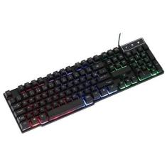 Imagem de Teclado Gamer Semi Mecânico USB LED RGB Antighost Iluminado Abnt2 Comp