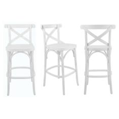 Imagem de Conjunto 3 Banquetas X Texas Madeira Tauarí Maciça Laqueado Gamma Móveis Branco
