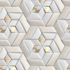 Imagem de Papel De Parede Efeito Gesso 3D Gold  Geometrico 15M