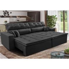 Imagem de Sofá Retrátil e Reclinável 2,72m Luxos Cama Inbox Velusoft Preto