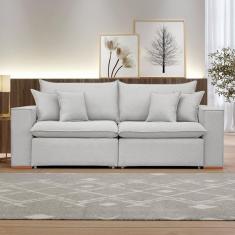 Imagem de Sofá Retrátil 240cm Barcelona Linho/Gelo