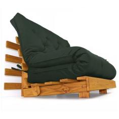 Imagem de Sofá Cama Casal Futon Tokio Verde Militar Madeira Maciça Cor Mel - R9