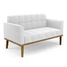 Imagem de Sofá Namoradeira Base Madeira Fixa Castanho Elisa Bouclê Off White D03 - D`Rossi