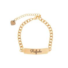 Imagem de Pulseira Infantil Placa Lisa Personalizada Com Nome Banhado Em Ouro 18k
