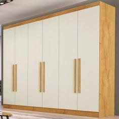 Imagem de Guarda-Roupa Casal Oslo 6 Portas 4 Gavetas 100% Mdf Peroba/Off White -