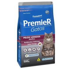 Imagem de Ração Premier Pet Gatos Ambientes Internos Pelos Longos Adultos Frango - 500 g