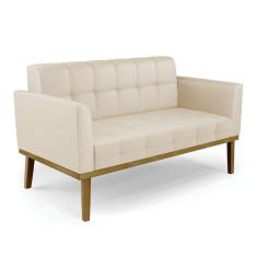 Imagem de Sofá Namoradeira 2 Lugares Base De Madeira Castanho Elisa Corino D03 - D`rossi Cor Bege