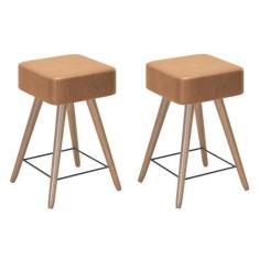 Imagem de Kit 2 Banco Banqueta Rio Baixa 50cm Material Sintético - Salaone