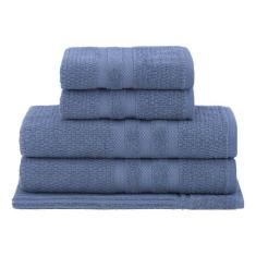 Imagem de Jogo Toalha De Banho 5 Peças 100% Algodão Vanilla Azul Buddemeyer