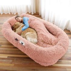 Imagem de Cama de cachorro humano, 189 x 113 x 30 cm, tamanho adequado para você e animais de estimação, cama de cachorro de pele sintética lavável para pessoas que cochilam, cama ortopédica para cochilos,