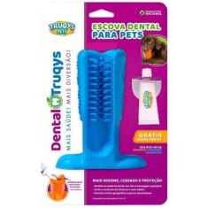 Imagem de Escova Dental Truqys Pets Azul para Cães - Tam. P