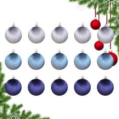 Imagem de Conjunto de enfeites de Natal inquebráveis, enfeites de veludo para árvore de Natal - Bolas de Natal para decoração de árvore,15x ornamentos de bola de veludo inquebráveis, conjunto de bola de natal d