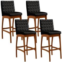 Imagem de Kit 04 Banquetas Altas Cozinha Mila B04 Preto