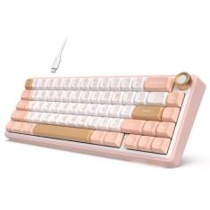 Imagem de Teclado mecânico RK ROYAL KLUDGE R65 66 teclas rosa creme