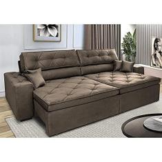 Imagem de Sofá Retrátil e Reclinável 2,52m com Molas Cama Inbox Estilo Suede Velusoft Café