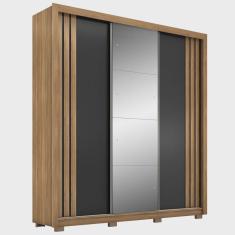 Imagem de Guarda Roupa Casal 210cm Com Espelho Moly Flex D02 Nude/Preto - Mpozenato