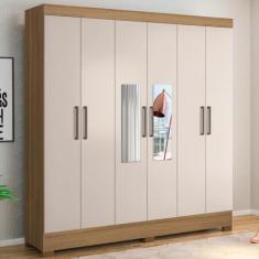 Imagem de Guarda Roupa Casal 6 Portas Com Espelho e 3 Gavetas Prático - Demóbile