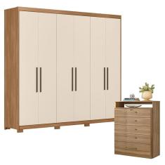 Imagem de Cômoda Triunfo e Guarda Roupa Casal Venice 62080PE Amendola Touch Off White com Pés - Demóbile