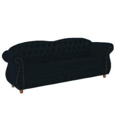 Imagem de Sofá Chesterfield Merlo 3 Lugares 2M - Veludo Preto / Decoração, Recep