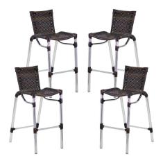 Imagem de Kit 4 Banquetas Fortaleza Em Alumínio Alta Edícula Cozinha Pedra Ferro
