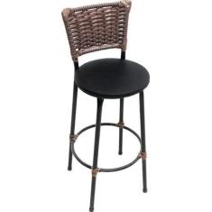 Imagem de Banqueta banco alta campeã de vendas reforçada ferragem preta encosto 