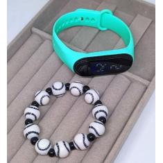 Imagem de Relógio Infantil Digital Bracelete +Pulseira Miçanga Esporte - LVO, Ve