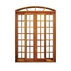 Imagem de Portal Correr Quadriculado 4 Folhas Itauba em Arco com Fechadura 1,60 X 2,30 Rodam Natural