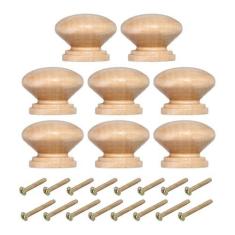 Imagem de PATIKIL Puxadores de armário de 3,5 cm, 8 maçanetas redondas de cômoda puxadores de madeira puxadores de gaveta com parafusos para porta de móveis de armário de cozinha, cor de madeira