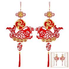 Imagem de Decoração de ano novo lunar vietnamita de 2025, enfeites de ano novo vietnamita | Ornamento Hangable da parede do Festival da Primavera - Ornamento de personagem Hangable Tassel Fu para decoração de c