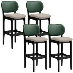 Imagem de Kit 4 Banquetas Alta Bar Cozinha Sala Jantar Betta L02 Preto Facto Ver