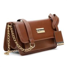 Imagem de Bolsa Carteira Feminina Transversal Correntes Moderna Casual Caramelo