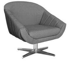 Imagem de Poltrona Giratória Giovana Linho Grafite Base Cromada