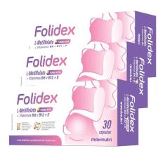 Imagem de Kit 3 Folidex L-Metilfolato + Vitaminas 30 Cáps Maxinutri