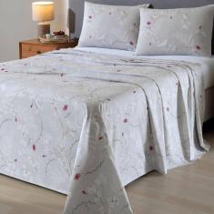 Imagem de Jogo de Cama Queen 4 Peças Lençol com Elástico 100% Algodão Percal 180 Fios 158x198x35cm Dohler - Emcompre
