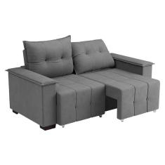 Imagem de Sofá 3 Lugares Retrátil e Reclinável Slim Suede Cinza