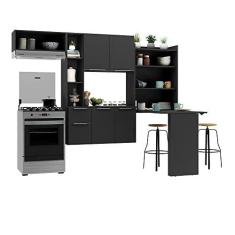 Imagem de Armário de Cozinha Compacta com Mesa Dobrável Sofia Multimóveis V2009 Preto