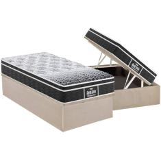 Imagem de Cama Box Baú Solteiro: Colchão Ortopédico Probel D28 / EP Guarda Costas PróMiddle Plus + Base CRC Suede Clean(88x188)