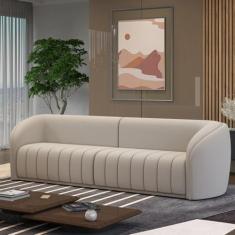 Imagem de Sofá Decorativo Sala de Estar 292cm Adam 4 Lugares Veludo Bege G45 - Gran Belo